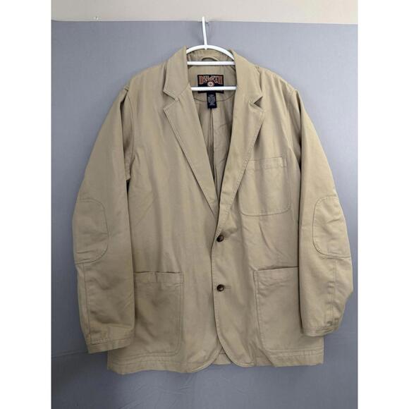 Duluth Beige Canvas Utility Jacket Mens LT Large Tall Blazer Double Elbow Chore - Picture 1 of 9